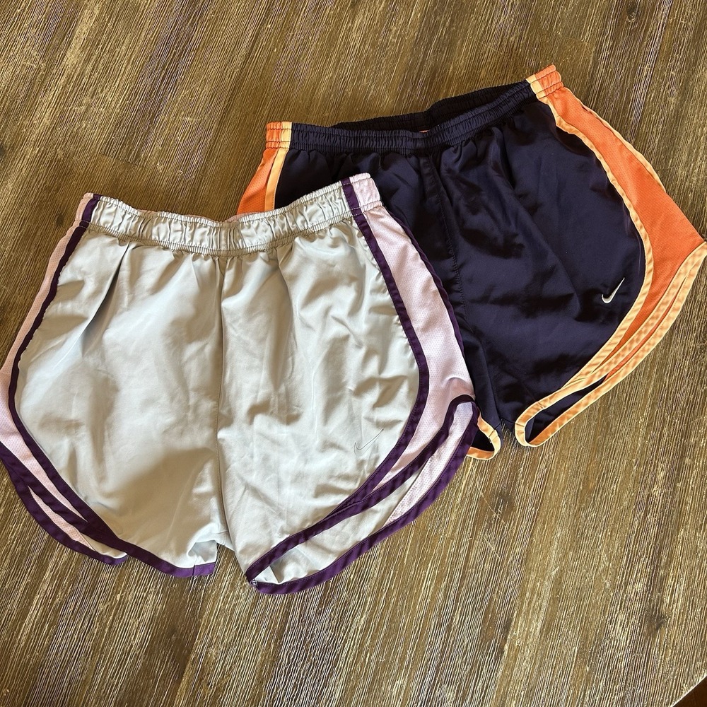Nike Dri Fit Running Gym Shorts Womens Small Gray Purple Lot 2 Sports Athletic